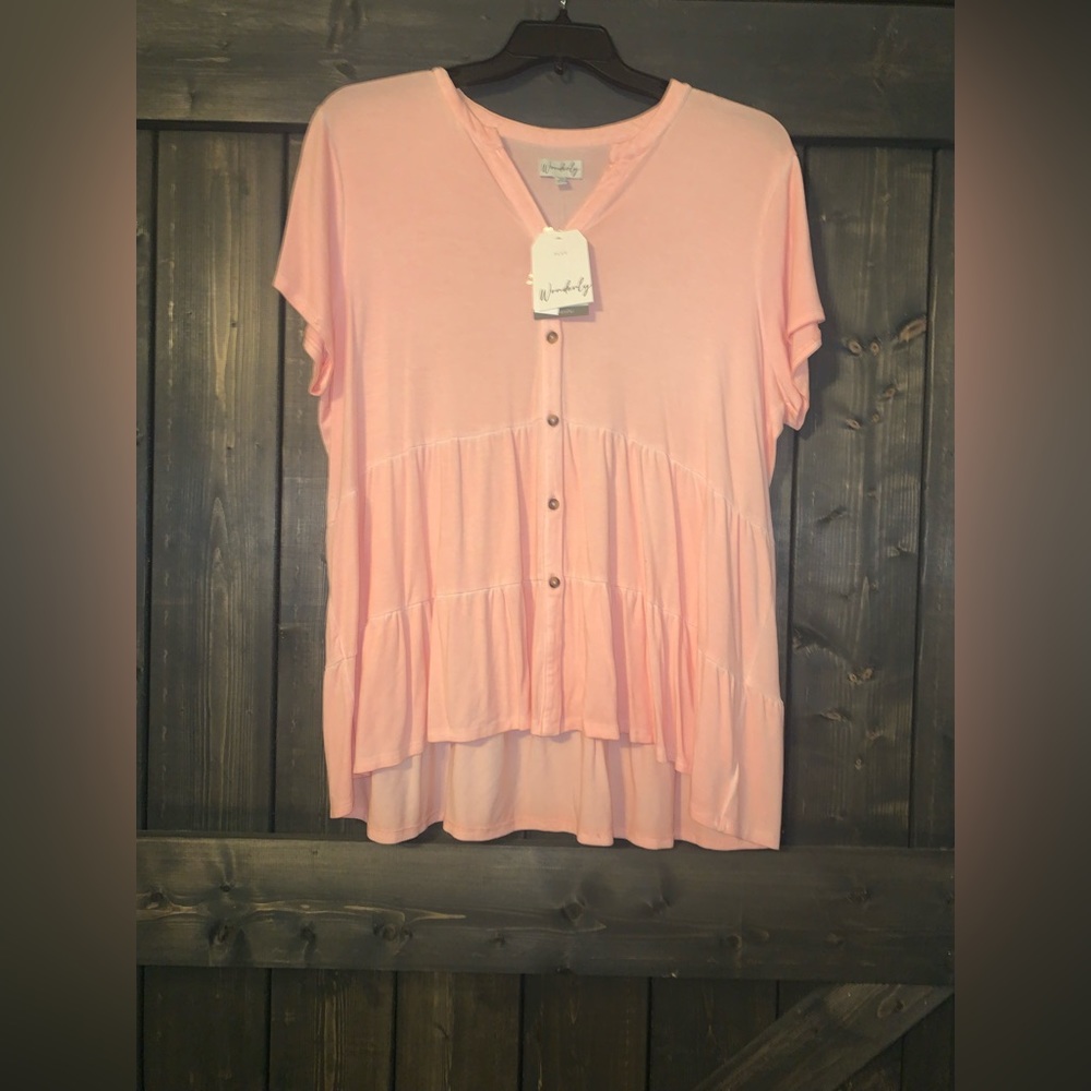 Womens wonderly button font baby doll blouse